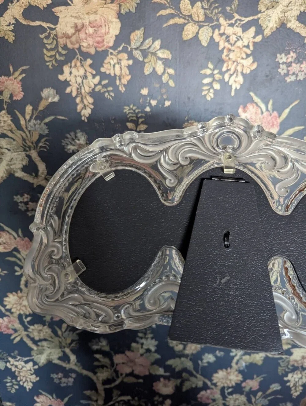 Ornate Clear Glass Vintage Double Round Picture Frame Heavy Duty